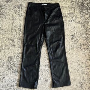 Zara Faux Leather High Rise Straight Leg Pants size 10